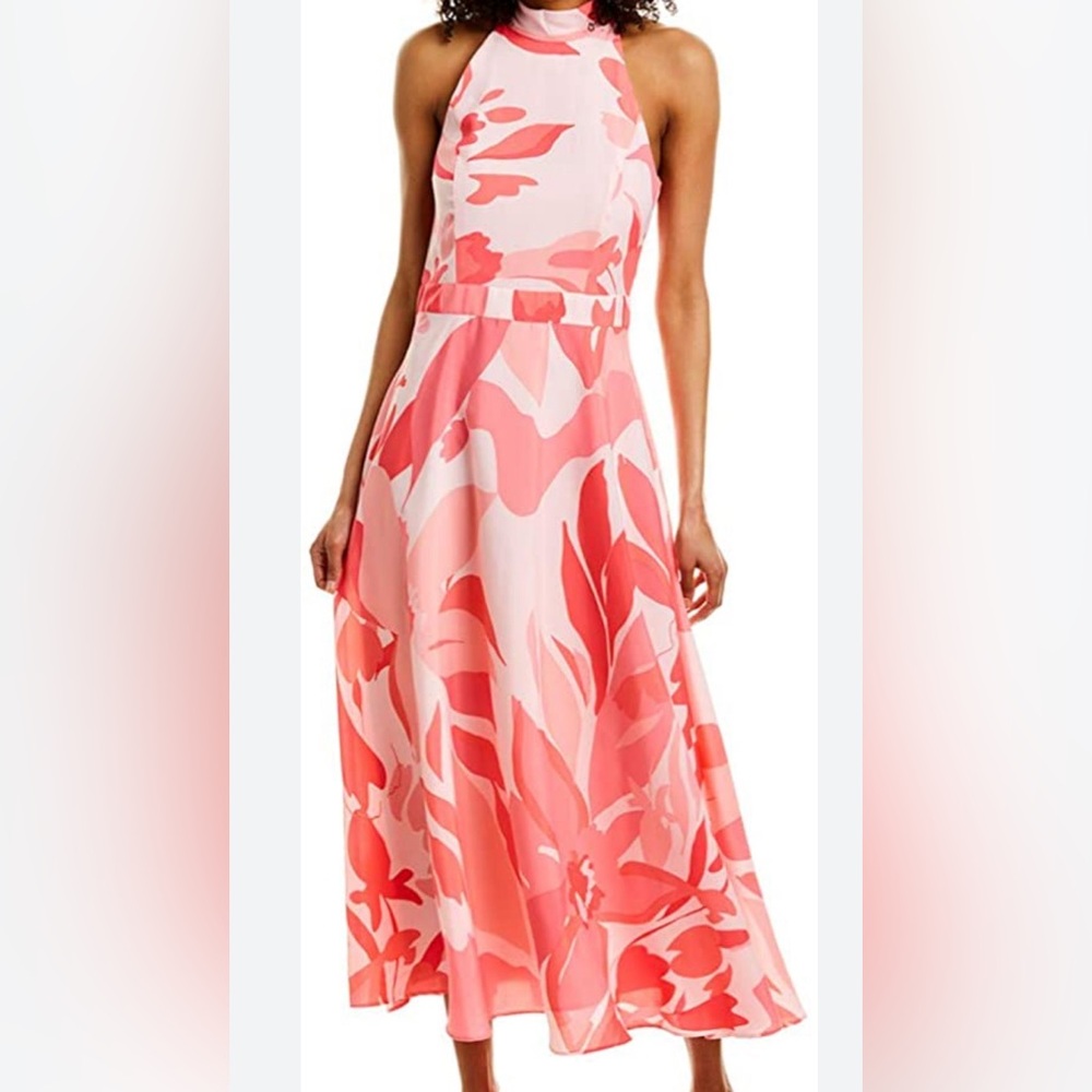 Tahari watercolor swirl pink dress